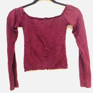 Plum colored Long Sleeve Crop Top